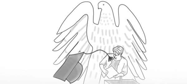 Davonfliegendem Doktorhut im Bundestag