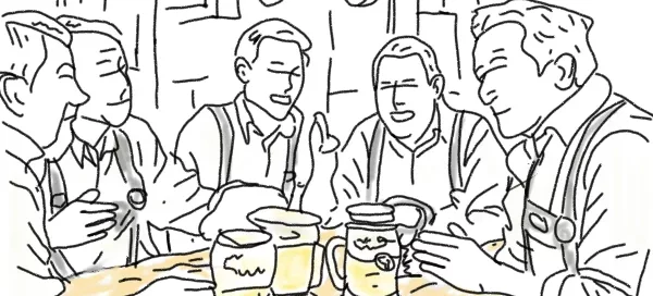 Stammtisch – ein paar erregte Bürger, die eine heiße Diskussion führen